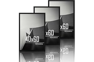VUVUZULA Bilderrahmen 40x60cm Schwarz Holz Fotorahmen Holzrahmen MDF Rahmen 40x60cm 3er Set