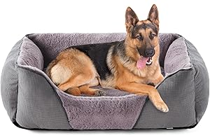 JOEJOY Extra Large Dog Bed Grey, XXL Dog Bed Washable with Waterproof, No Dust and No Odor Fluff, Dog Beds Extra Large for German Shepherds, Labrador and Golden Retriever, 107x76x25cm