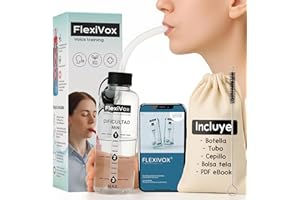 ALEJANDRO FUENTES FlexiVox®, entrenamiento para la voz | Kit utilizado en logopedia y terapia de la voz con talco aséptico + Botella graduada + Cepillo + Bolsa + eBook digital + Tapón regulador