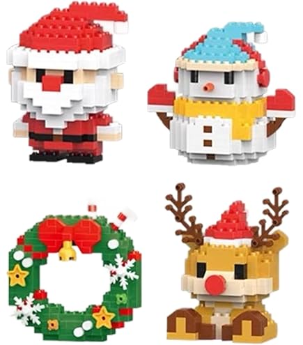 2 Stück Weihnachts-Bauklotz-Set – Rentier & Weihnachtsbaum, Transparente Kugel, Ab 6 Jahren