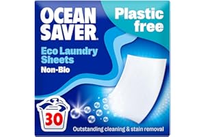 OceanSaver Eco Laundry Detergent Sheets | Non-Bio | Eco-Friendly, Biodegradable & Freshly Scented | Zero-Waste & Removes Tough Stains | Vegan, Plastic & Cruelty-Free | Plant Based Formula (30 Washes)