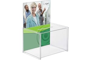 SIGEL VA150 - Buzón de sugerencias, orificio tamao A4, acrílico transparente, 22.5 x 30 x 17 cm