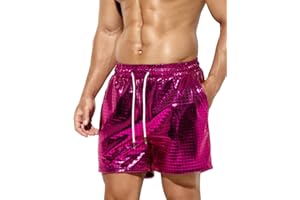 Casey Kevin Metall Shorts Herren Glänzende Kurze Hose Party Gold Silber Shorts Bar Metallic-Shorts Pailletten Boxershorts