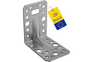 DMX - Winkelverbinder 90x90x65 - Schwerlastwinkel 20 Stück - Winkel Metall mit Sicke - Lochwinkel - Bauwinkel - Holzverbinder - Balkenwinkel - Eckwinkel - Möbelverbinder - Montagewinkel KP