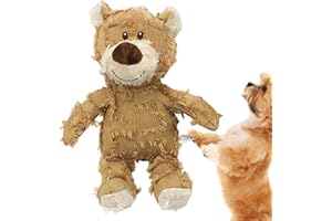 SAMULIY Quietschendes Hundespielzeug – Unzerstörbares Hundespielzeug Bär | Unzerstörbarer robuster Bär – Haustier gefüllter Plüschbär Kauspielzeug – Unzerstörbares Hundespielzeug – Hund Stofftiere