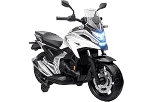 AIYAPLAY Moto électrique pour Enfants Moto Porteur Honda pour Enfants 3 à 6 Ans avec Musique, phares - Voiture électrique avec 2 Roues d'entraînement - dim. 107L x 46l x 75H cm Blanc