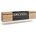 Skraut Home Wohnwand-Wohnzimmer 370x186x35cm Für TV-Geräte Bis Zu 65 Eiche Schwarz 111 1 Skraut Home
