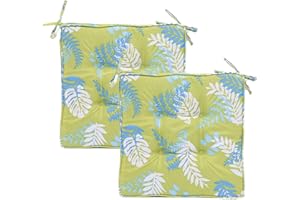 RACE LEAF Garden Chair Cushions,Chair Pads,Seat Pads for Dining Chairs,Cover Indoor Outdoor Seat Pad Cushions,for Your Living Room, Patio,Car,Office And More (square Pack of 2, green)