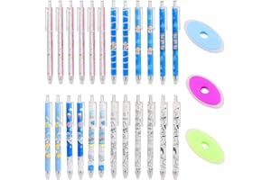 JTgugu 24 Stück Radierbare Stifte Cartoon Gelstifte Radierbarer Kugelschreiber Löschbaren Gelstiften mit 3 Radiergummis Tintenroller Erasable Pen für Erwachsene Kinder Studenten Schule Bürobedarf