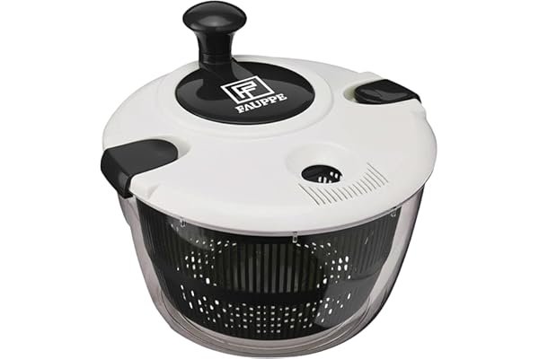 FAUPPE Essoreuse à Salade 5L – sans BPA – Bol Transparent avec Panier Amovible – Base Antidérapante – Lave-Vaisselle – Accessoire de Cuisine pour Salades, Légumes et Fruits