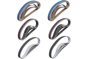 Sruhrak Taśmy ścierne do ostrzałki do noży, 12,5 x 305 mm, 24 sztuki, wymienny zestaw taśm ściernych, kompatybilny z Work Sharp Knife & Tool Sharpener, 4 x materiałowa taśma ścierna o ziarnistości