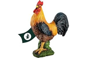 VERDOBA Figura de jardín de Resina Blanca Pintada a Mano – Figura Decorativa de gallina Decorativa para jardín, Figuras de jardín Grandes (Gallo)