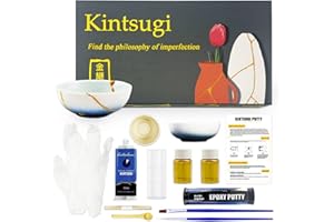 LAMXIN Kintsugi set Gold, Kintsugi Reparieren Sie Ihre Cherish Keramik mit kintsugi Goldpulver Kleber, Kintsugi Reparaturset für Anfänger, Kunst Geschenkset, mit Übungsbecher