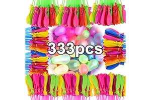 ZEYOU 333PCS Water Balloons, Water Balloons for Kids, Mini Latex Water Bombs with Hose Nozzle for Outdoor Summer Water Games, Multicoloured, Random Color, Easy to Fill