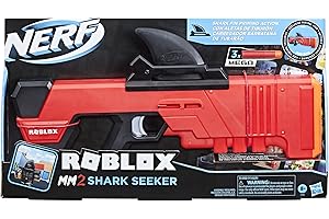 Nerf F2489EU4 Roblox MM2 Seeker Blaster, Shark Fin Action, 3 Mega Darts, Code to Unlock a Virtual in-Game Item