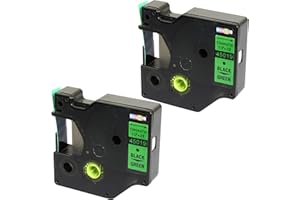 PRESTIGE CARTRIDGE 2 Casetes de Cinta compatibles con Dymo 45019 S0720590 Negro sobre Verde 12mm x 7m para DYMO LabelManager 160 210D 220P 260P 280 360D 420P 500TS PnP MobileLabeler LabelPoint LabelWriter 450 Duo