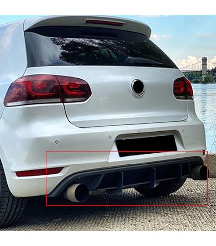 Spoiler Pare-chocs Arrière Pour VW Golf 6 (MK6/MK6.5) GTI/GTD/R/R-Line 2009-2013 - 2 Pièces Noir Brillant