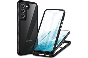 CENHUFO Coque Samsung S22 5G, Antichoc Housse avec Protection d'écran, 360° Protégé Téléphone Etui Double Face Case Robuste Transparent Portable Intégrale Coque pour Samsung Galaxy S22 5G - Noir