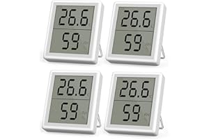 SONOMO Thermometer Hygrometer Innen, 4er Set Temperatur und Luftfeuchtigkeitsmesser Innen, LCD Digital Raumthermometer Zimmerthermometer, für Innenraum, Wohnzimmer, Babyraum, Büro (Weiß) H10-4