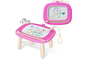 Kikidex Magnetic Drawing Board for 1-3 Year Old Kids, Girl Toys for Toddlers, Birthday Christmas Gifts for 1 2 3 Year Old, Etch a Sketch for Kids, Doodle Board for Age 1-3(Rose)