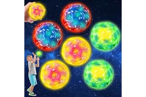 Joycabin 6 Stück Leuchtend LED Beleuchtung Hüpfball, Sprünge Gummiball, Galaxy Ball, Flummies, Space Ball, Knallendes Geräusch Machen