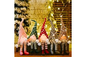 Anyingkai 5 sztuk świecących świątecznych krasnali z diodami LED, małe krasnale świąteczne, dekoracje bożonarodzeniowe z krasnoludkami, Boże Narodzenie pluszowy skrzat, zestaw świątecznych krasnali,