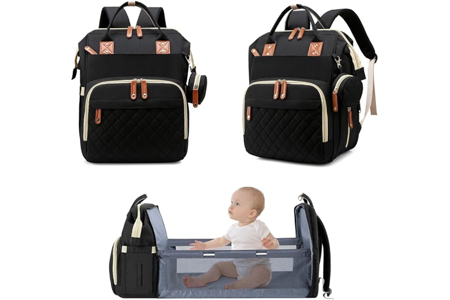 Fexkean Baby Diaper Backpack,Mummy Shoulder Bag for Travel Shopping Camping with Bed Unisex for Boys & Girls
