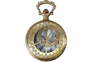 JewelryWe Prezent na Dzień Ojca Zegarek kieszonkowy Męski Retro Royal Flush/Kompas / Kwiaty/Dzwonek/Motocykl Zegarek łańcuchowy Analogowy Zegarek kwarcowy Wisiorek z naszyjnikiem, łańcuszkiem, brąz,