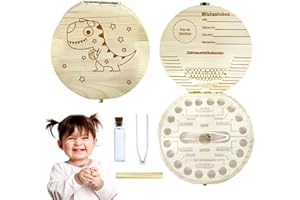 KOIROI Boîte à Dents de lait, Boîte à Dents en Bois, Boîte à Dents de lait en Bois avec Pince à épiler et Bouteille, Boîte pour Dents de Lait pour les enfants et les filles, Cadeau de Naissance Bebe
