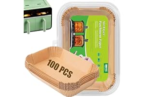 TIMYCA Air Fryer Liners for Ninja Air Fryer Dual-100pcs Disposable Ninja Dual Foodi Air Fryer Accessories Rectangle Paper Liners Baking Dual Air Fryer Parchment Paper Airfryer Liners Basket for Air Fryer