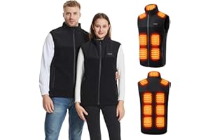Avarmora Gilet Chauffant Homme et Femme Veste Chauffante Électrique Polaire Sans Manche avec 13 Zones de Chaleur 3 Modes Manteau Chauffant Hiver de pour Moto Chasse Randonnée