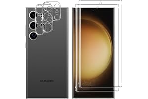 Kokio Verre Trempé pour Samsung Galaxy S23 Ultra, 2+2 Pièces 3D Protection D'écran Film et Caméra Arrière Protecteur, 9H Dureté, Anti-Rayures, Sans Bulles, HD Transparent