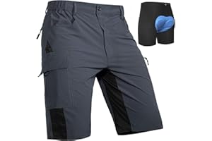 Cycorld MTB Hose Herren Radhose, Schnelltrocknend MTB Shorts mit Sitzpolster, Elastische Farradhose Outdoor Sport Mountainbike Hose Herren