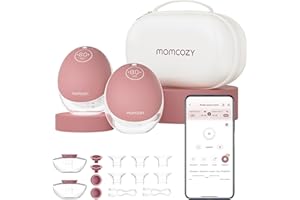 Momcozy Tire-Lait Electrique Main Libre Portable, Mobile Flow | M9 Amélioré, Contrôle par Application avec Modes Personnalisés et 15 Niveaux, Double Scellé 24mm (2, Rouge)