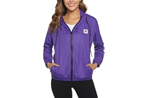 MIGCAPUT Chubasqueros Mujer Chaqueta Impermeable Abrigo Manga Larga Outdoor Deporte Cortavientos Impermeables Chaqueta Con Capucha Cortavientos Para Senderismo Camping