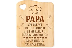 Tulolvae Cadeau Papa, Planche à Découper en Bambou, Cadeaux Anniversaire Noel Fete des Peres Original Idee pour Pere Homme de Fille Fils, Cadeaux Fête des Pères