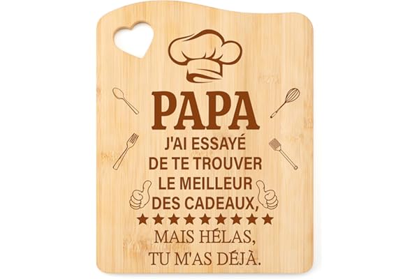 Tulolvae Cadeau Papa, Planche à Découper en Bambou, Cadeaux Anniversaire Noel Fete des Peres Original Idee pour Pere Homme de Fille Fils, Cadeaux Fête des Pères