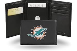 Rico Industries NFL Miami Dolphins - Cartera de Piel Bordada con Tres Capas, Multicolor, Talla única, con 3 Solapas de Piel Bordada, Multicolor, Taille Unique, Cartera de Cuero Bordado 3