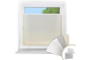 ‎VICTORIA M. Victoria M. Easyfix Plissee Faltrollo ohne Bohren, zum Klemmen oder Kleben, Sonnenschutz Sichtschutz Fenster, 85 x 150 cm, Creme