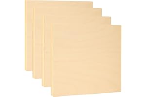 EXERZ Tavole di legno da 30,5 x 30,5 cm, confezione da 4 pannelli quadrati in legno per pittura acrilica, olio e tecnica mista, grandi pannelli lisci per artisti, bambini e progetti fai da te