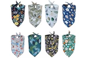 DONGKER Bandana per Cani,8 Pezzi Sciarpa per Animali Regolabile Fazzoletto a Triangolo Lavabile per Gatti Cane