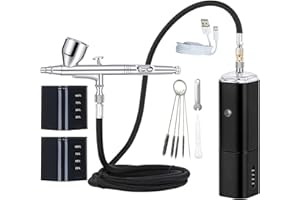 Casubaris cordless Portable Airbrush kit with Compressor,Rechargeable and replaceable auto Stop Dual Action air Brush Pen,Match Different Airbrush Guns for Barbers Model Painting Nail Art Craft Makeup