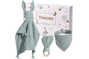 Yoocaa Regalo Bebe Recien Nacido para Niño y Niña - 100% Algodón Manta, Babero y Mordedor Regalos Pack Cosas de Bebes