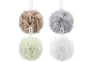 Tbestmax 4 Pack Mesh Pouf Bath Sponge - Mesh Loofah Body Exfoliating Shower Ball Shower Sponge