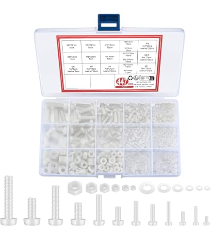 20 Viti A Testa Esagonale In Plastica Bianca M8 X 40mm - Con Dadi E Rondelle - Foto 7