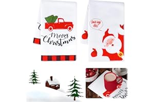 MILIAFLICK Geschirrtuch Weihnachten 2er Weihnachts Geschirrtücher Küchentuch 60 * 40 cm Geschirrtücher Weihnachten Weihnachtsmann Rentiere Weihnachten Küchentücher Winter Dekoration Handtücher