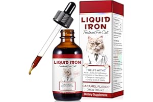 JSBNQRMZ Complément de Fer en Gouttes pour Chat - Liquide Contre l'Anémie et la Fatigue - Fortifiant avec Fer Haute Absorption - Facile à Administrer (60ml)