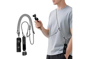 muuee Sangle tour de cou réglable 2 en 1 pour DJI Osmo Pocket 3, sangle de poignet et bandoulière réglable, convient pour Insta360 X5/X4, GoPro Hero, perche à selfie et accessoires d'appareil photo