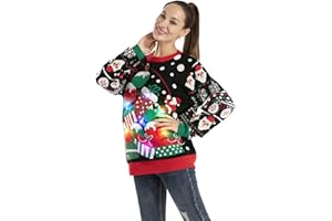 OFF THE RACK Sweter Kobiety Unisex Women's Led Light Up Ugly Christmas Jumper Funny Xmas Pullover Sweater