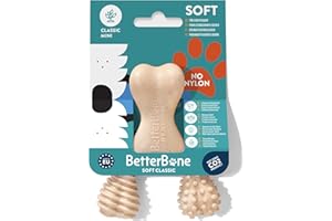 BetterBone - Juguete para Perros para Masticar Mini Soft Classic - Hueso para Masticar Veggie para Perros sin Nailon y sin OGM a Base de celulosa - Juguete masticable Suave Sabor Neutro - Sin